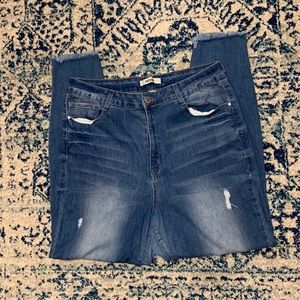 High-Waisted Ripped Jeans